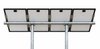 Tamarack Solar UNI-PGRM-4P2 adjustable top-of-pole solar panel mount supporting four portrait-oriented solar modules on a two galvanized steel post mounting system with adjustable tilt.