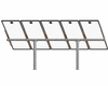 Tamarack Solar UNI-PGRM-5P2-47 adjustable top-of-pole solar panel mount supporting five portrait-oriented solar modules on a galvanized steel dual-post mounting system with adjustable tilt.