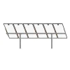 Tamarack Solar UNI-PGRM-6P2-47 adjustable top-of-pole solar panel mount supporting six portrait-oriented solar modules on a galvanized steel dual-post mounting system with adjustable tilt.