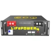 EG4 LifePower4 V2 48V 100Ah 5.12kWh lithium battery with front terminals, breaker, communication ports, and status indicators.