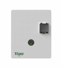 Front view of Tigo ATS automatic transfer switch with integrated display and logo