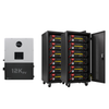 EG4 12kPV Hybrid Inverter next to two EG4 6 slot battery racks filled with LifePower4 V2 Batteries