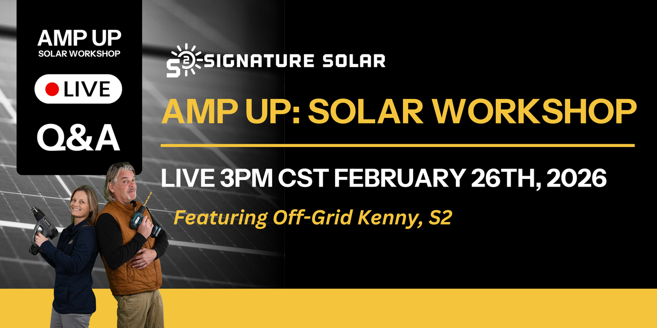 Amp Up: Solar Workshop today at 3PM CST showing Kelly and Kenny holding a drill