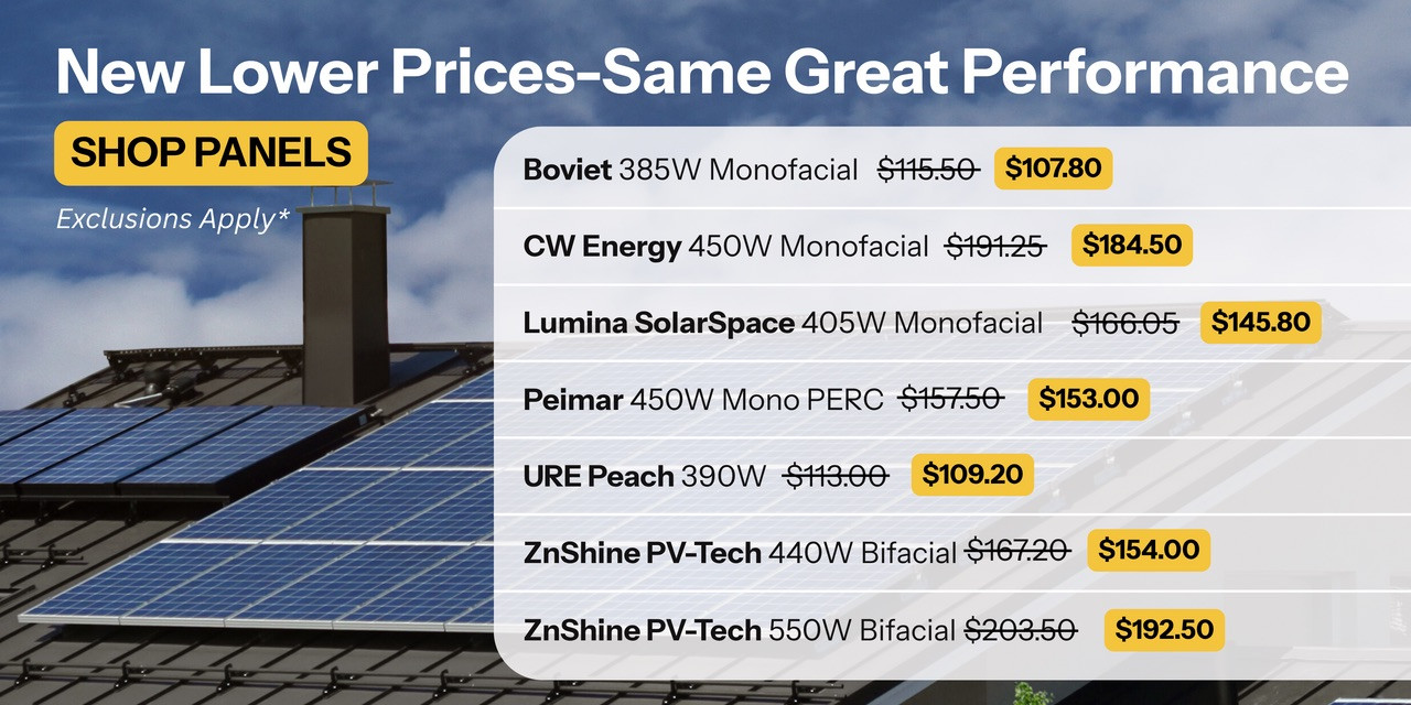 New low prices on solar panels listing panels and prices. Shop panels now!