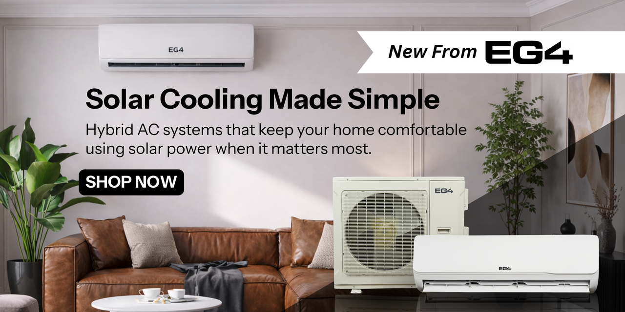 New EG4 Hybrid AC systems shown in living room. Shop now!