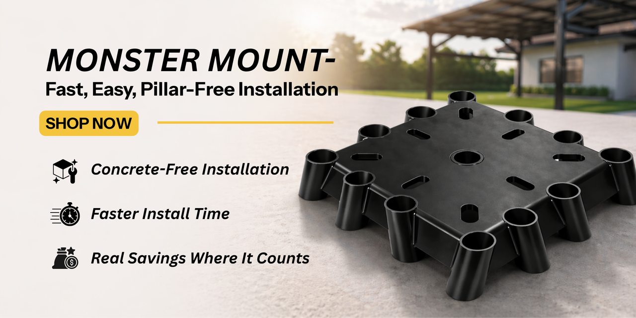 Chiko Monster Mount for the Chiko Premiere Carport showing the mount and specifications.