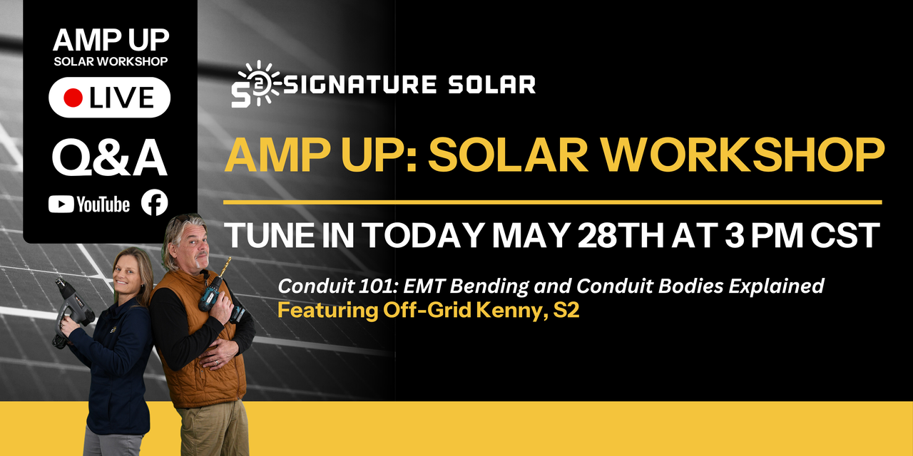 Amp Up Solar Workshop live today May 28th at 3pm CST showing Kelly and Kenny.