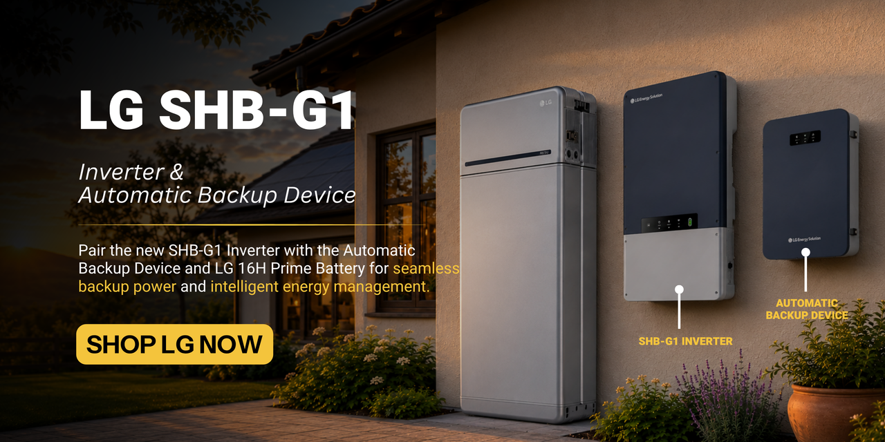 New LG SHB-G1 Inverter and Automatic Backup Device shown mounted on home wall. Shop LG now!