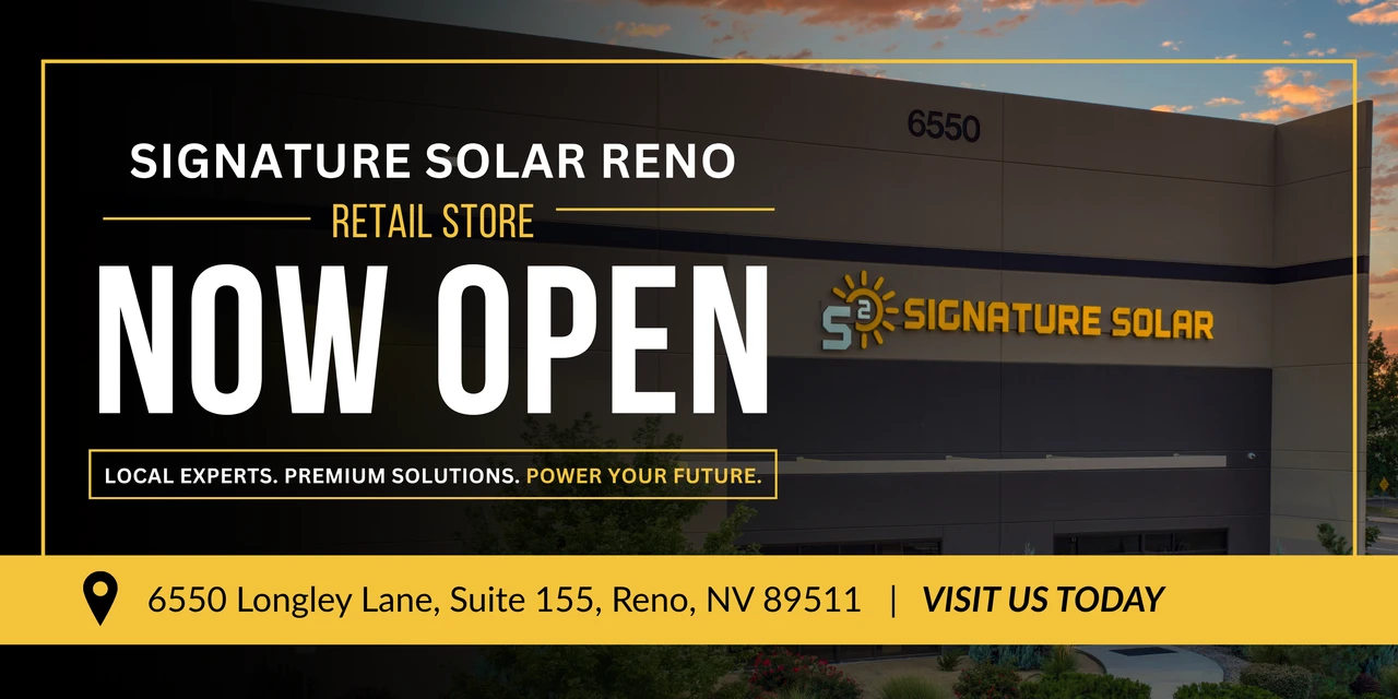 Signature Solar Reno is now open, offering solar products and expert advice. Learn more about our grand opening event and RSVP to attend.