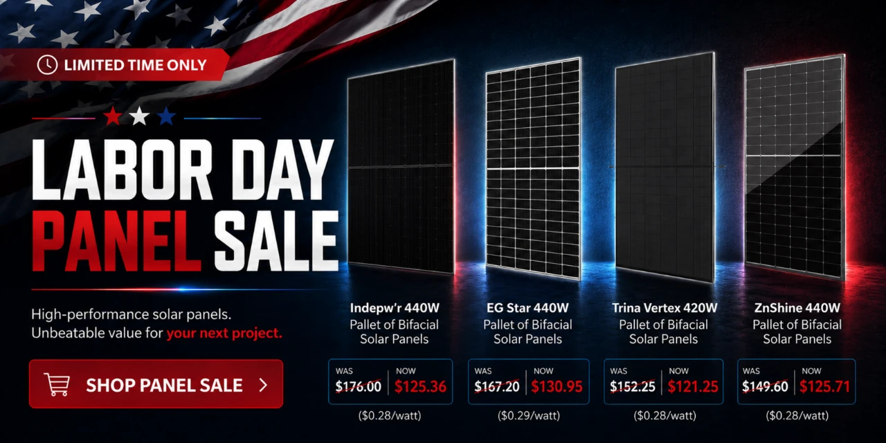 Limited-time Labor Day savings on top solar panels! Power more and order now before the sale ends.
