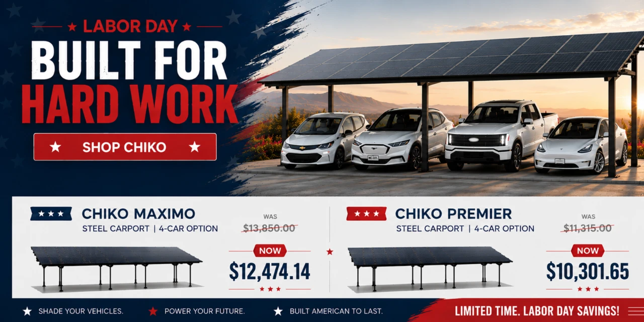 Limited-time savings on Chiko Maximo Steel Carport - 4 car Option and Chiko Premier Steel Carport - 4 car Option. Shop the sale now!