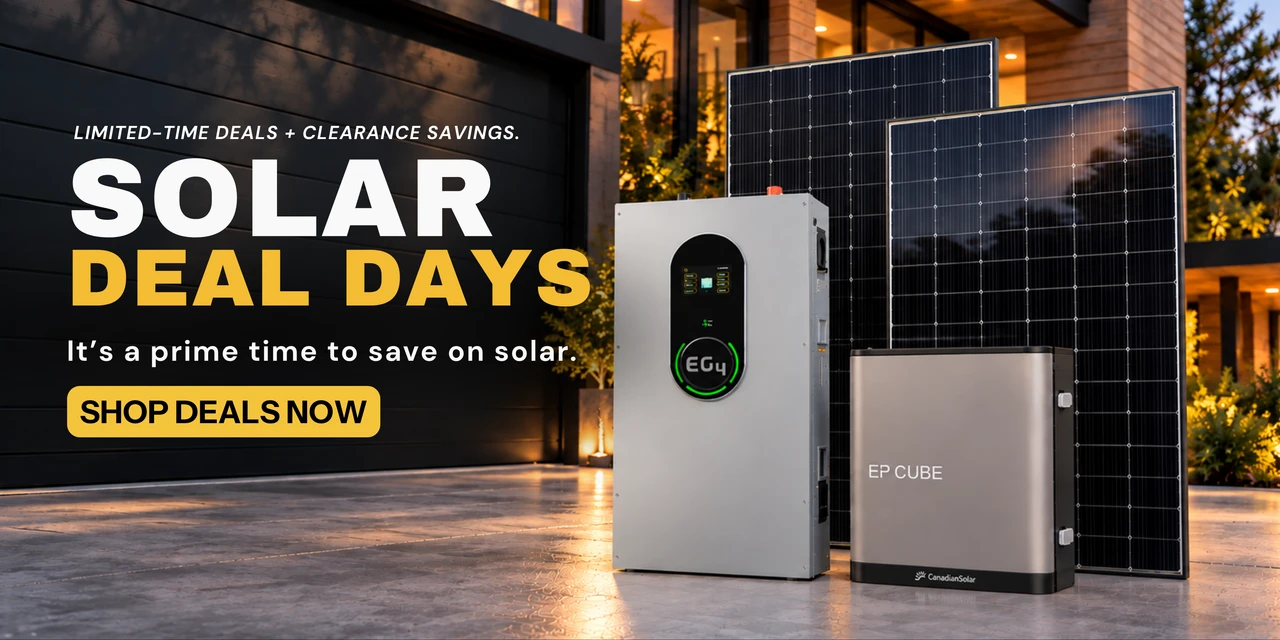 Solar Deal Days are happening now! Save on solar panels and clearance items. Shop deals now.