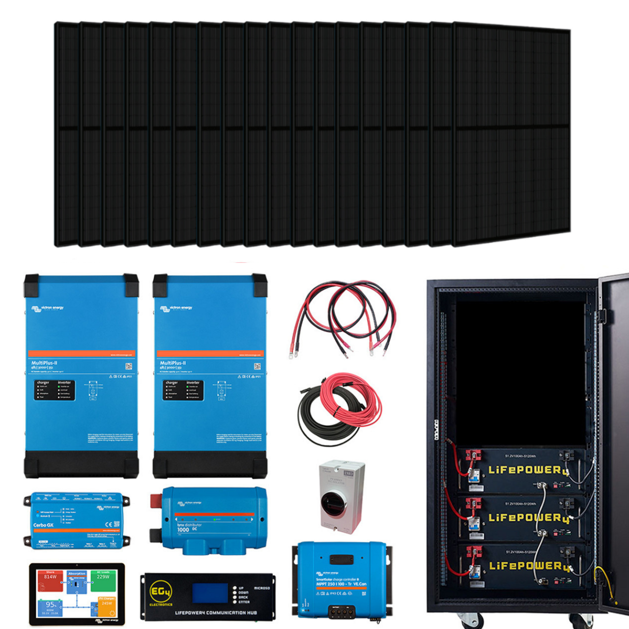 Complete Off-Grid Solar Kit - 4,800W 120/240V Output / 48VDC