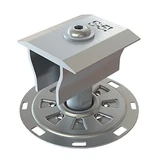 Close-up view of the S-5! PVKIT 2.0 Edge in mill finish, showing the preassembled mounting hardware designed for solar panel installation on standing seam metal roofs.