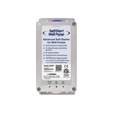 Front view of SoftStart Well Pump advanced soft starter with warning label
