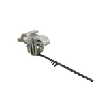 Aluminum solar panel clamp with an integrated wire management clip and serrated cable tie.