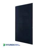HD Hyundai 440W bifacial black-on-black solar panel on white background