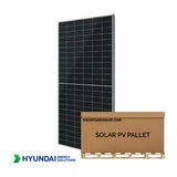 Hyundai 595W pallet bifacial solar panel with N-type TOPCon cells and black dual-glass design