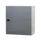 Closed Metal electrical load center panel with breakers and interior wiring space