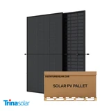 pallet of Trina Vertex 420W Black Panel on a white background 
