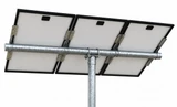 Tamarack Solar UNI-PGRM-3P1 top-of-pole solar panel mount supporting three portrait-oriented solar modules