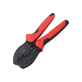MC4-Style Wire Ratchet and Crimp Tool up close red handles black metal crimp end
