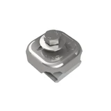 Close-up of SnapNrack solar mounting rail clamp with integrated bolt and channel slot