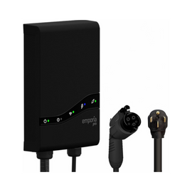 Black Emporia Pro 48A Level 2 EV Charger with J1772 connector and NEMA 14-50 plug