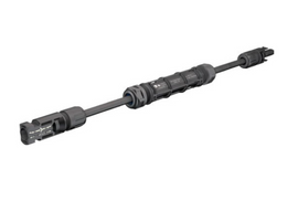 Staubli 20A 1500V in-line fuse with MC4 connectors, featuring a durable black housing and pre-attached cables for secure solar PV circuit protection.