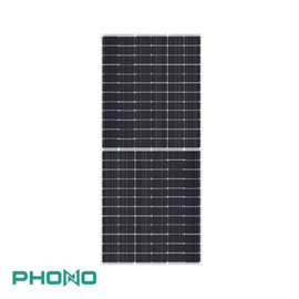 Phono Solar monocrystalline half-cut solar panel with two stacked cell sections.