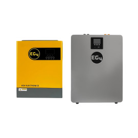 Front view of EG4 3kW off-grid inverter and EG4 100Ah WallMount 