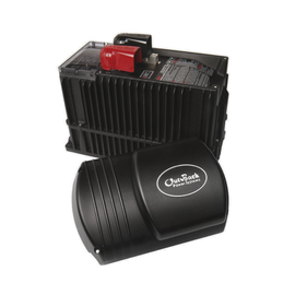 Outdoor power inverter and motor assembly with black motor unit.