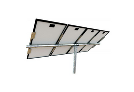 Tamarack Solar UNI-PGRM-4P1 adjustable top-of-pole solar panel mount supporting four portrait-oriented solar modules