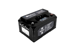 Angled view of BigBattery 24V HUSKY 2 showing terminals on top of battery