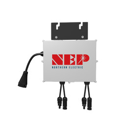 Front view of NEP 800 2 Panel Microinverter showing easy-to-use MC4 connections
