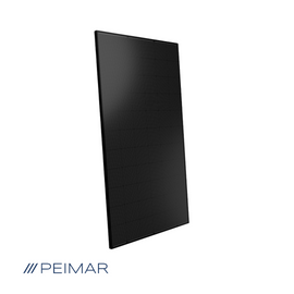 Black Peimar 500W Mono PERC solar panel shown upright, all-black with frame and cells, logo visible at bottom.