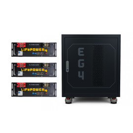 Front view of EG4 3 Slot Battery Rack and LifePower4 V2 Batteries