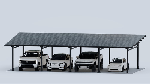 Single car option Chiko Maximo 185 Steel Solar Carport/Gazebo with sedan charging