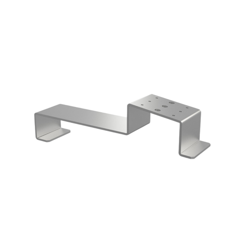 Pegasus Tile Conduit Mount in mill finish aluminum for tile roofs, featuring a raised platform with multiple holes for secure solar conduit attachment.