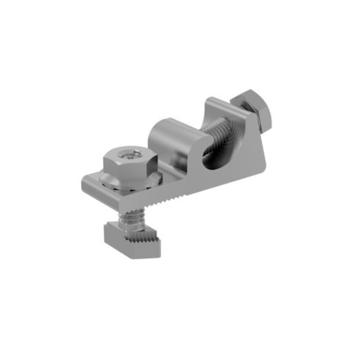 Side view of Iron Ridge Low Profile Grounding Lug showing clamp and bolt assembly