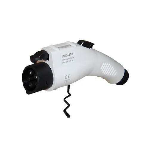 GoodWe EV charging plug angled left with side label on a white background.