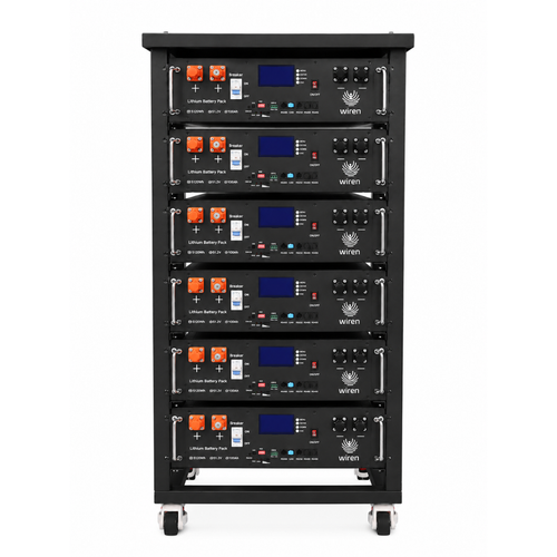 front facing wiren rack with 6 wiren batteries installed