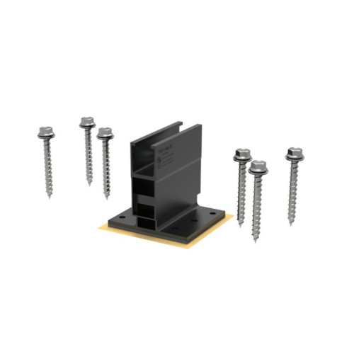 Left tilt view of TRT 01 RailLess Base with 3 screws on either side 