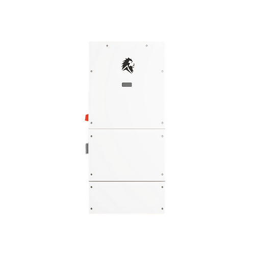 Front-facing wall-mounted Lion Energy Inverter on a white background 