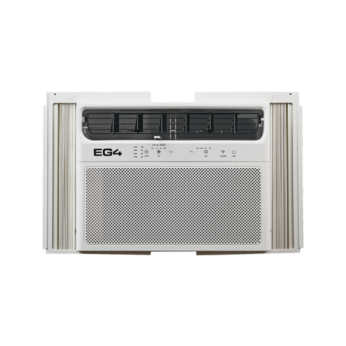 EG4 Hybrid Solar Window AC unit featuring front vents, control panel, and white housing on a clean background.