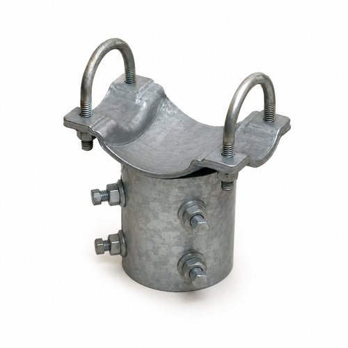 Angled left view of Tamarack Solar 4-inch PGRM Pole Cap facing right.