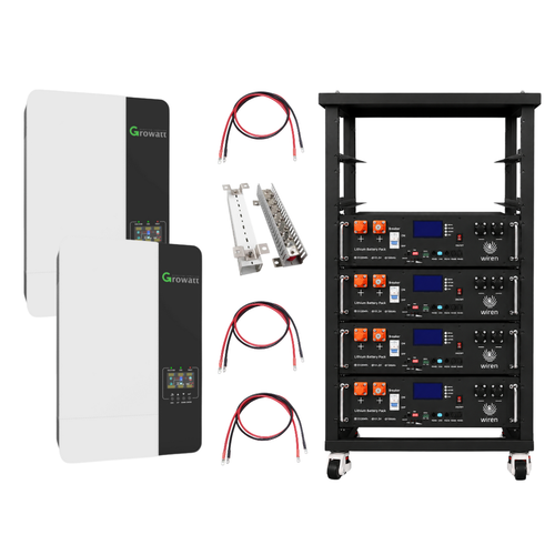 BNDL-GR005 - 2 Growatts 3kW off-grid inverters with 4 wiren batteries and wires