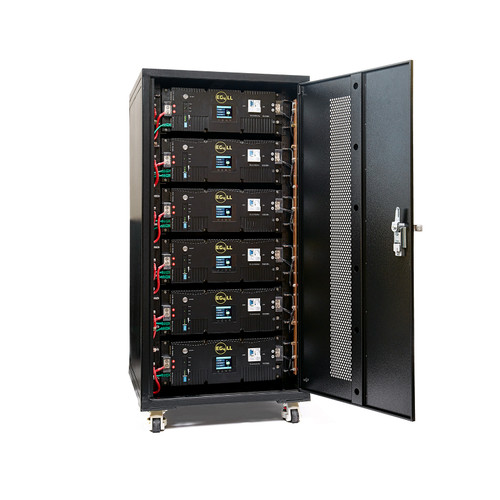 EG4 LL-S Lithium Batteries Kit | 30.72kWh | 6 Server Rack Batteries With Pre-Assembled Enclosed Rack | With Door & Wheels | Busbar Covers