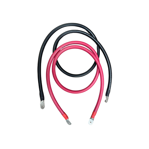 36in 2/0 AWG Battery to Inverter Cables black and red cables overlayed