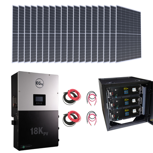 Complete Hybrid Solar Kit - 12,000W 120/240V Output + 15.36kWh EG4 Lithium Powerwall + 6,150 Watts of Solar PV [KIT-E0006]